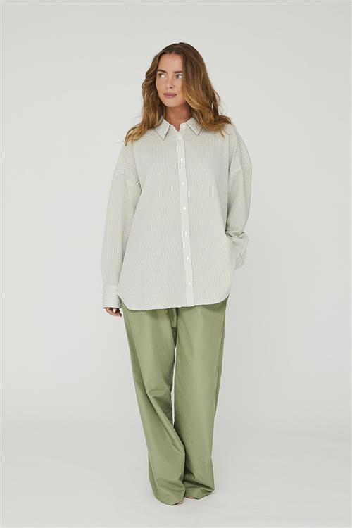 A-VIEW Sonja Shirt Kvinde Green/white Langærmede Skjorter Str 38 - hos Magasin