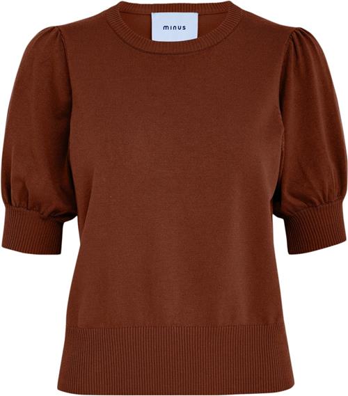 Se Minus Msliva Knit Tee Kvinde Madder Brown Kortærmet Strik Str XXL - Viskose hos Magasin ved Magasin