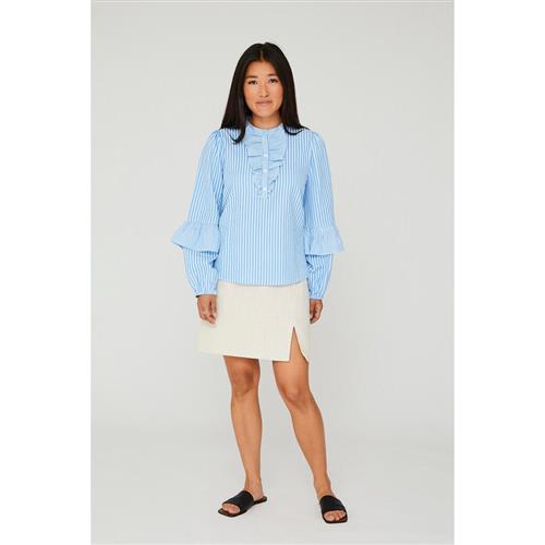 Se A-VIEW Karin Blouse Kvinde Blue/white Langærmede Bluser Str 44 - hos Magasin ved Magasin