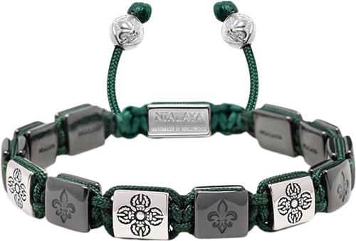 Nialaya Men's Ceramic Flatbead Bracelet in Green and Silver L - Armbånd Stål hos Magasin