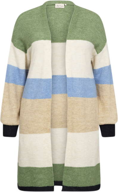 Wasabiconcept Wasuna Stripe 4 Kvinde 7373c Green Combi Cardigans Str 50/52 - Uld hos Magasin