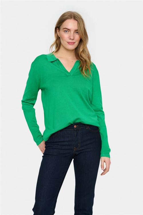 Se Saint Tropez Milasz Polo Pullover Kvinde Zephyr Green Langærmede Bluser Str S - hos Magasin ved Magasin