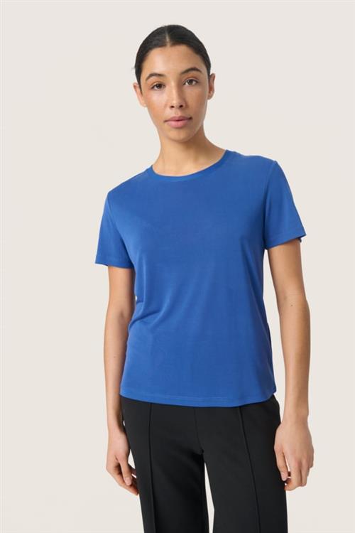 Soaked in Luxury Slcolumbine Crewneck T-shirt SS Kvinde Sodalite Blue Kortærmede T-shirts Regular Fit Str S - hos Magasin