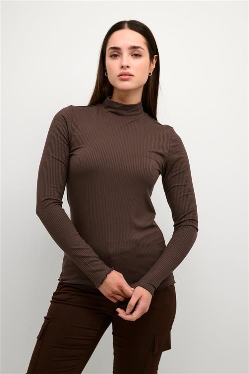 Kaffe Kadrew Turtleneck Tshirt Kvinde Java Langærmede T-shirts Str S - hos Magasin