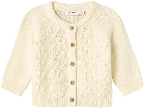 Lil' Atelier Nbfkaja LS Knit Card LIL Str 68 - Lemon Icing Cardigans hos Magasin