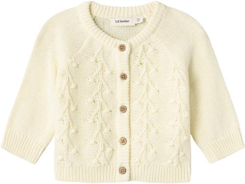 Lil' Atelier Nbfkaja LS Knit Card LIL Str 80 - Lemon Icing Cardigans hos Magasin