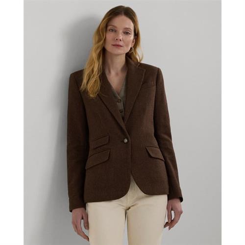 Se Lauren Ralph Lauren Cottonblend Oxford Blazer Kvinde Brown/tan Blazere Str 34 - Bomuld hos Magasin ved Magasin