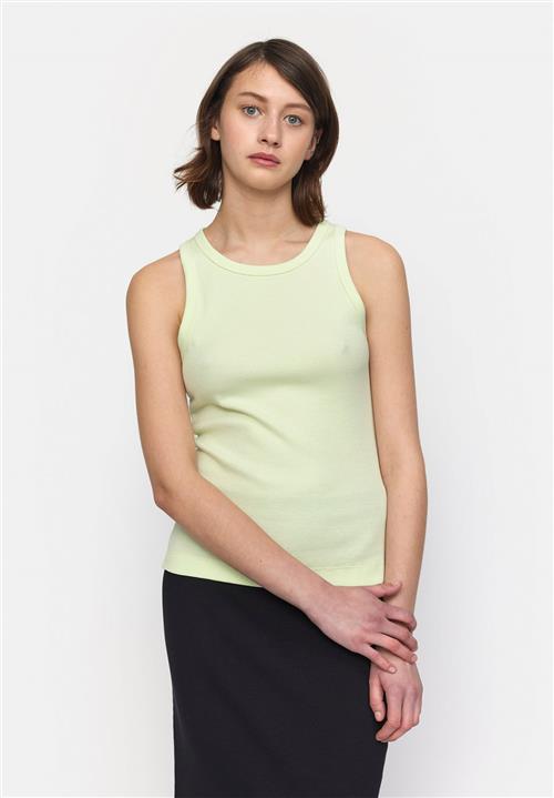 esmé studios Esblossom Racerback Rib Tank Kvinde Lime Cream Tanktoppe Str S - Bomuld hos Magasin