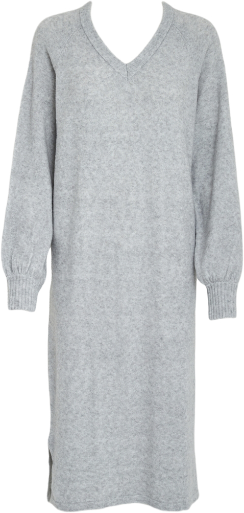 Minus Lilliane Vneck Midi Knit Dress Kvinde High-rise Grey Melange Midi Kjoler Str S - hos Magasin