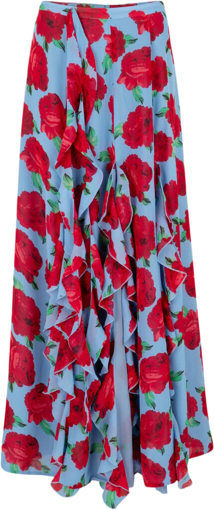 Cras Georgiacras Skirt Kvinde Blue Roses Maxi Nederdele Str 40 - hos Magasin