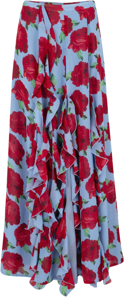 Cras Georgiacras Skirt Kvinde Blue Roses Maxi Nederdele Str 38 - hos Magasin