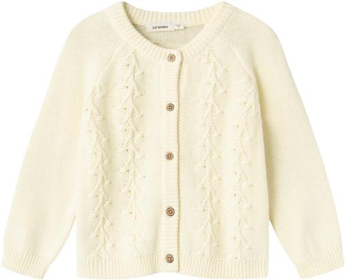 Se Lil' Atelier Nmfkaja LS Knit Card LIL Str 116 - Lemon Icing Cardigans hos Magasin ved Magasin