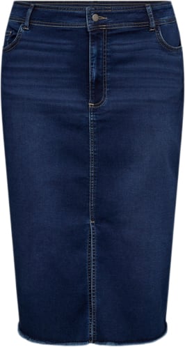 Wasabiconcept Curvy Wasummer 6 Nederdel Mørk Denim Kvinde 2494 Mørk Denim Midi Nederdele Str 50/52 Denim - hos Magasin