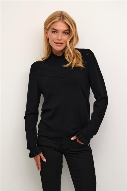 Cream Crvillea Knit Blouse Kvinde Pitch Black Sweaters Str S - hos Magasin