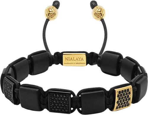 Se Nialaya The CZ Flatbead Collection Black Onyx and Black CZ XL - Armbånd Stål hos Magasin ved Magasin