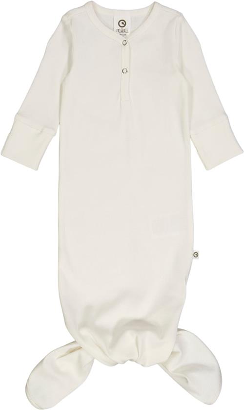 Se Müsli by Green Cotton Rib l/s Knot Gown Str 44 - Balsam Cream Heldragter Bomuld hos Magasin ved Magasin