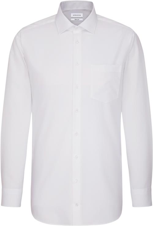 Seidensticker Business Shirt Regular Long Sleeve Kentcollar Uni Mand White Langærmede Skjorter Regular Fit Str 44 - hos Magasin