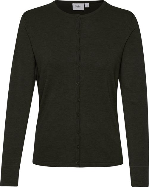 Saint Tropez A8661, Milasz Rneck Cardigan Kvinde Army Green Melange Cardigans Classic Fit Str XXL - hos Magasin