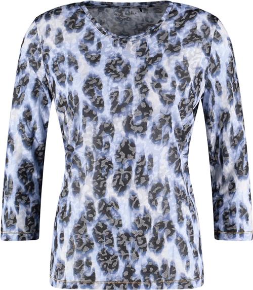 Gerry Weber Tshirt 3/4 Sleeve Kvinde Blue/black Leo Print Kortærmede T-shirts Str 40 - hos Magasin