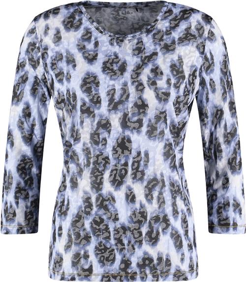 Gerry Weber Tshirt 3/4 Sleeve Kvinde Blue/black Leo Print Kortærmede T-shirts Str 38 - hos Magasin