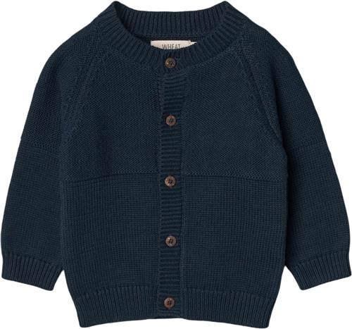 Wheat Strik Cardigan Eddy Str 80/12m - Blå Cardigans Bomuld hos Magasin