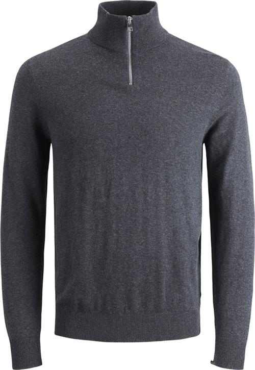 Jack & Jones Jjeemil Knit Half ZIP Noos Mand Dark Grey Melange Turtlenecks Str L - hos Magasin