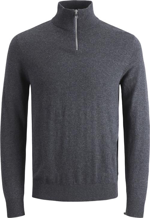 Jack & Jones Jjeemil Knit Half ZIP Noos Mand Dark Grey Melange Turtlenecks Str XL - hos Magasin