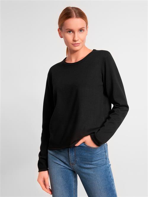 Soft Rebels Srmarla Oneck Roll Edge Knit Kvinde Black Sweaters Str S - hos Magasin