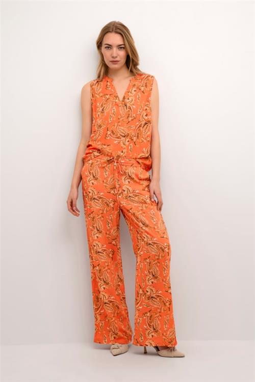 Cream Crrosina Pant Kvinde Exotic Orange Paisley Bukser Med Brede Ben Str 40 - hos Magasin