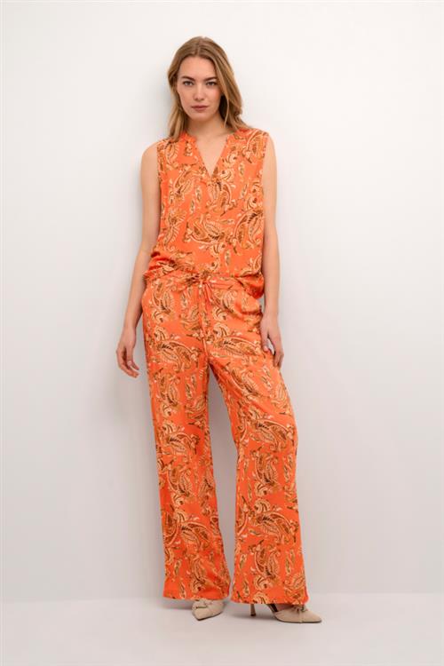 Cream Crrosina Pant Kvinde Exotic Orange Paisley Bukser Med Brede Ben Str 38 - hos Magasin