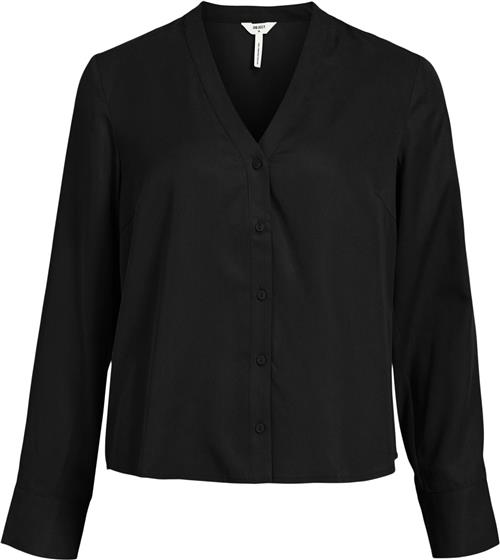 Se Object Objtilda L/S Vneck Shirt Noos Kvinde Black Langærmede Bluser Str 38 - hos Magasin ved Magasin