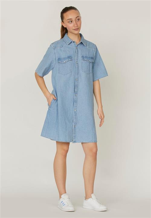 SisterS Point Osaa.DR Kvinde L. Blue Wash Midi Kjoler Str S - Denim hos Magasin