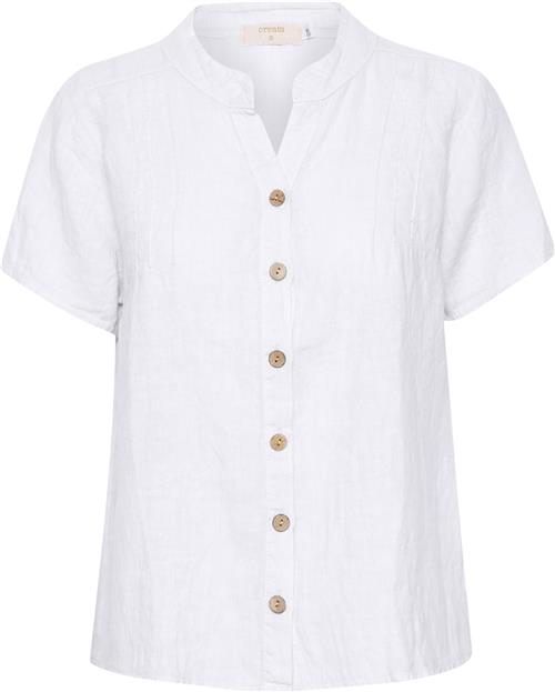 Cream Crbellis Linen Shirt Kvinde Snow White Kortærmede Bluser Str L/XL - hos Magasin