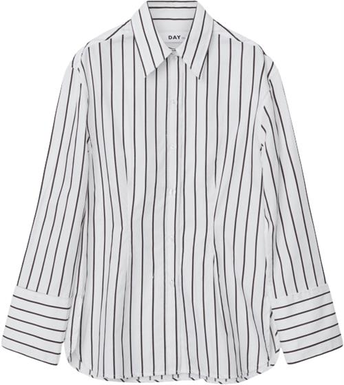 DAY Birger et Mikkelsen Julia Modern Stripe RD Kvinde Bright White Langærmede Skjorter Str 36 - hos Magasin