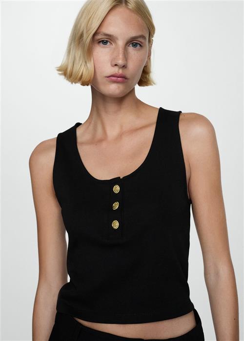 MANGO Top With Straps and Buttons Kvinde Black Langærmede Bluser Str XS - hos Magasin