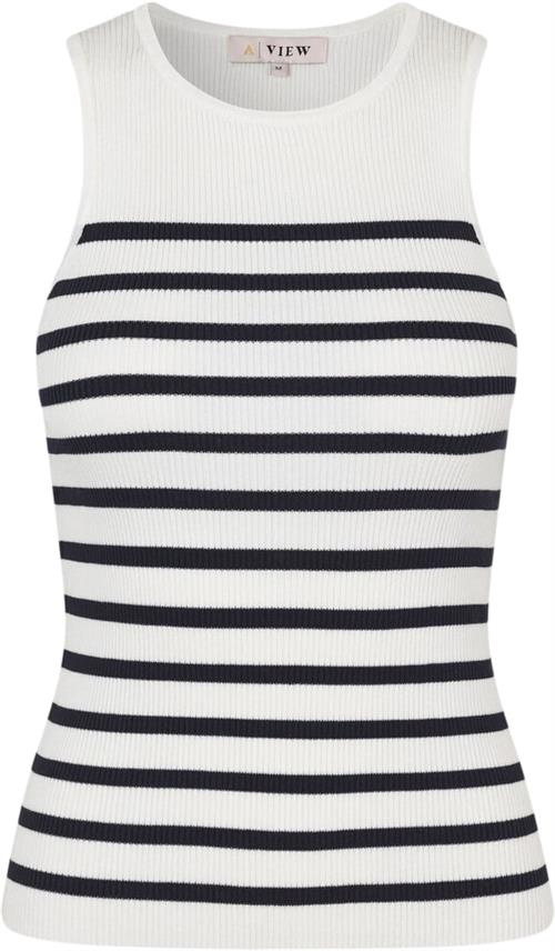 A-VIEW Rib Stripe Tank top Kvinde White/navy Tanktoppe Str XS - hos Magasin