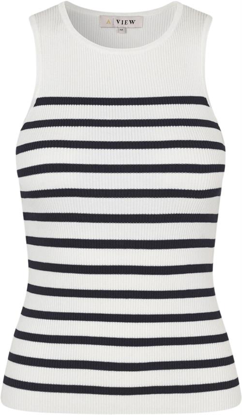 Se A-VIEW Rib Stripe Tank top Kvinde White/navy Tanktoppe Str L - hos Magasin ved Magasin