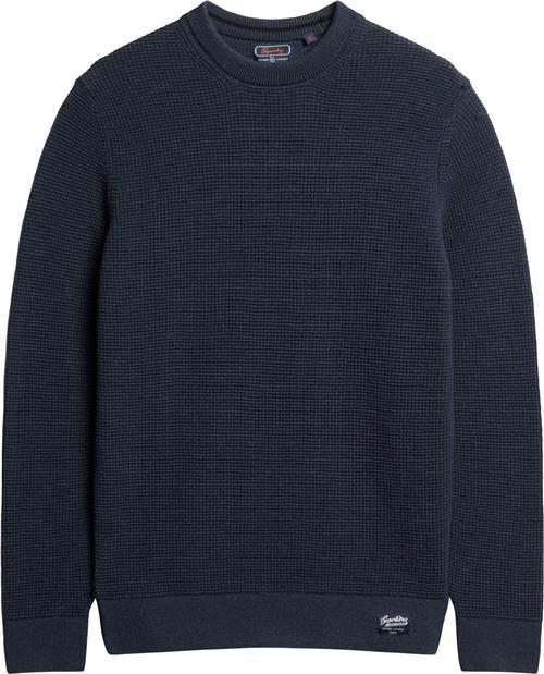 Se Superdry Textured Crew Knit Jumper Mand Eclipse Navy Heather Sweaters Str S - hos Magasin ved Magasin