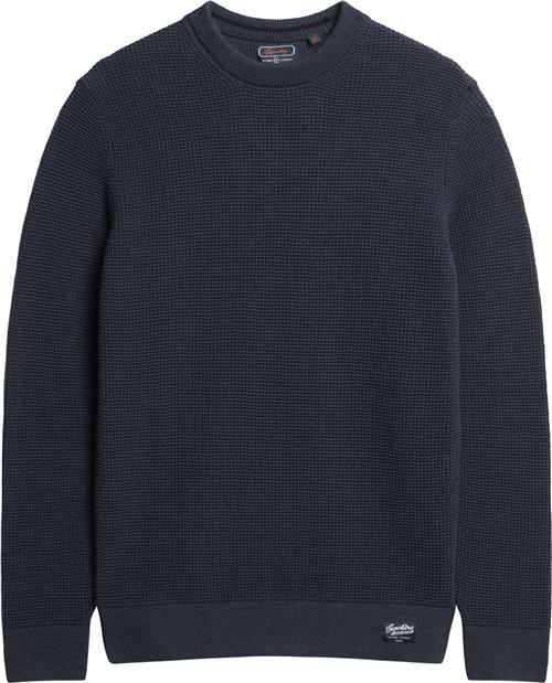 Superdry Textured Crew Knit Jumper Mand Eclipse Navy Heather Sweaters Str XL - hos Magasin