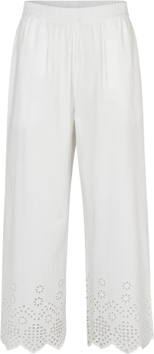 Rosemunde Cotton Trousers w/ Embroidery Kvinde Hvid Bukser Str 40 - Bomuld hos Magasin