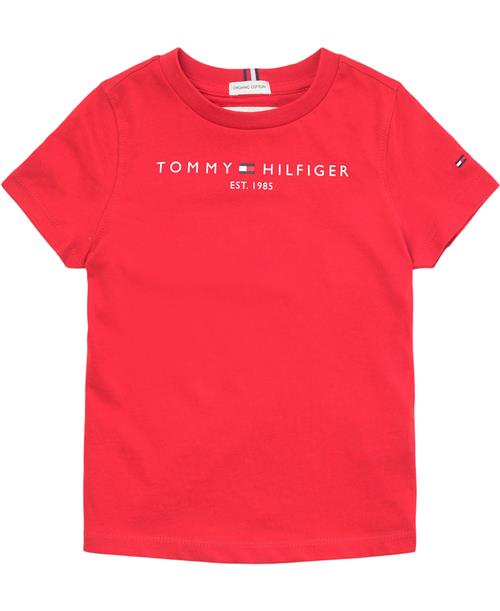 Se Tommy Hilfiger Essential TEE S/S Str 12 år / 152 cm - Deep Crimson Kortærmede T-shirts Bomuld hos Magasin ved Magasin