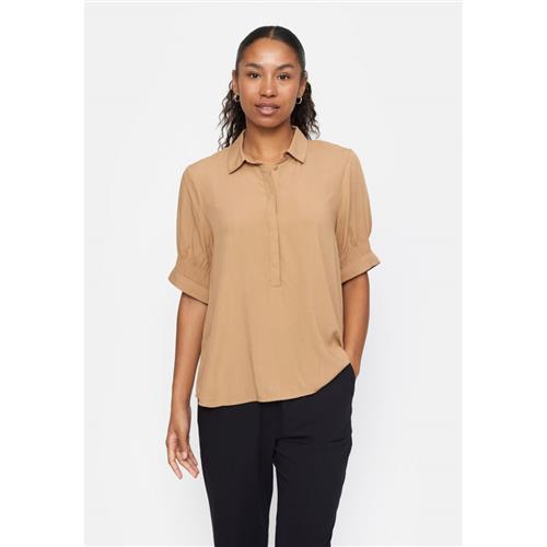 Soft Rebels Srmayson Blouse Kvinde Tigers Eye Kortærmede Bluser Regular Fit Str XL - hos Magasin