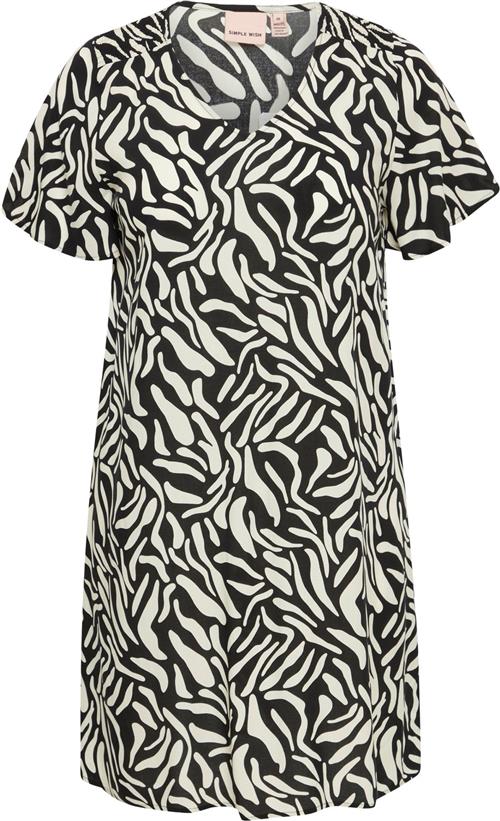 Simple Wish Swrelax DR 2 Kvinde Black Aop Abstract Animal Midi Kjoler Str 44 - hos Magasin