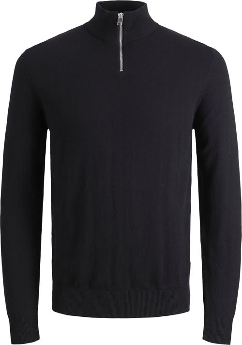 Jack & Jones Jjeemil Knit Half ZIP Noos Mand Sort Turtlenecks Str M - hos Magasin