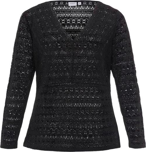 Se Evoked Vila Vichikka Vneck L/S Top/cur - Noos Kvinde Black Langærmede Bluser Str 48 - hos Magasin ved Magasin