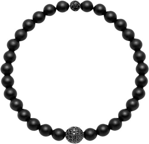 Se Nialaya Men's Wristband With Matte Onyx and Black CZ Diamond M - Armbånd hos Magasin ved Magasin