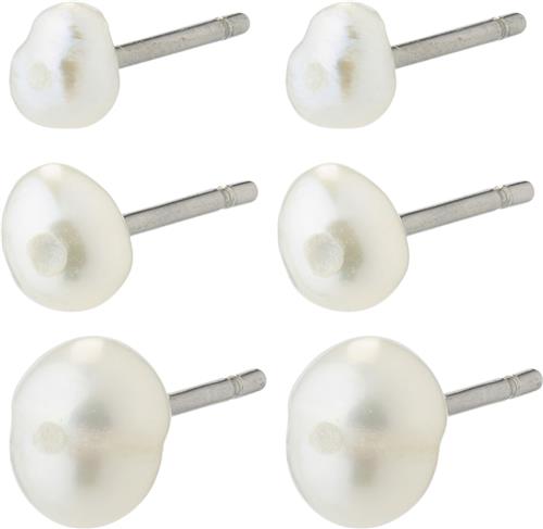 Se Pilgrim Edil Freshwaterpearl Earrings 3in-1 set One size - Ørestikker hos Magasin ved Magasin