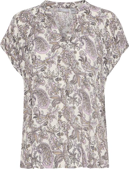 Fransa Fxavery BL 1 Kvinde Moonbeam W. Pink Aop Kortærmede Bluser Loose Fit Str XS - hos Magasin