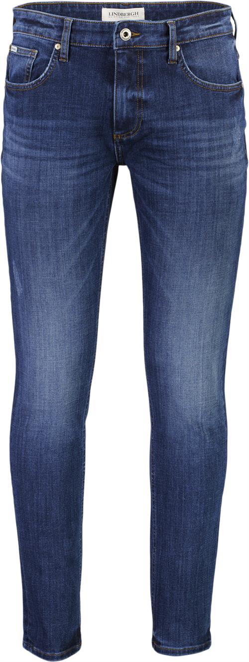 Lindbergh Superflex Jeans Mand Heavy Blue Jeans Tapered Fit Str 32/32 - hos Magasin