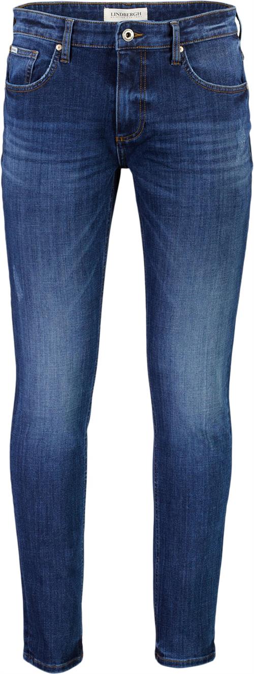 Lindbergh Superflex Jeans Mand Heavy Blue Jeans Tapered Fit Str 34/32 - hos Magasin